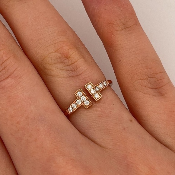 Tiffany & Co. Rose Gold T Ring with Diamonds - Picture 3 of 9